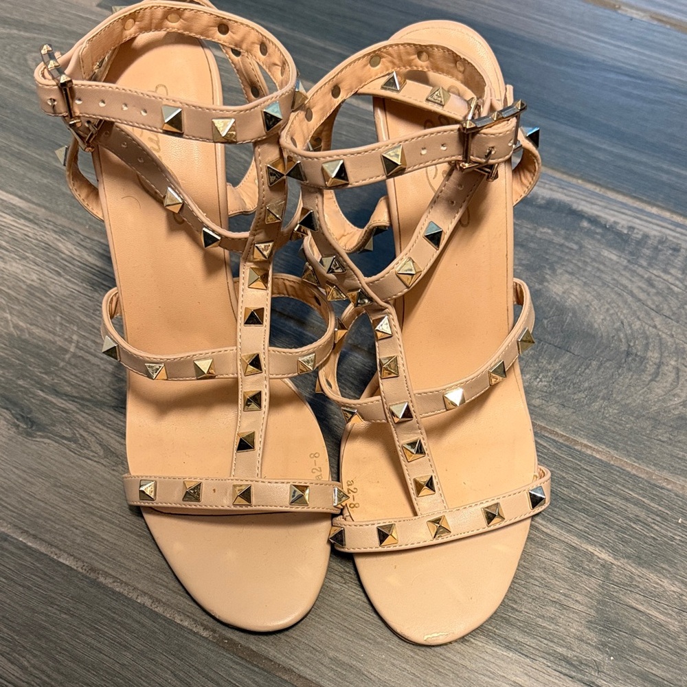 Elegant Studded Tan Sandals